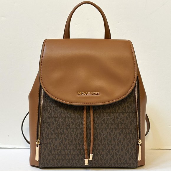 Michael Kors PHOEBE Medium Flap Drawstring Backpack MK Brown - Picture 1 of 14